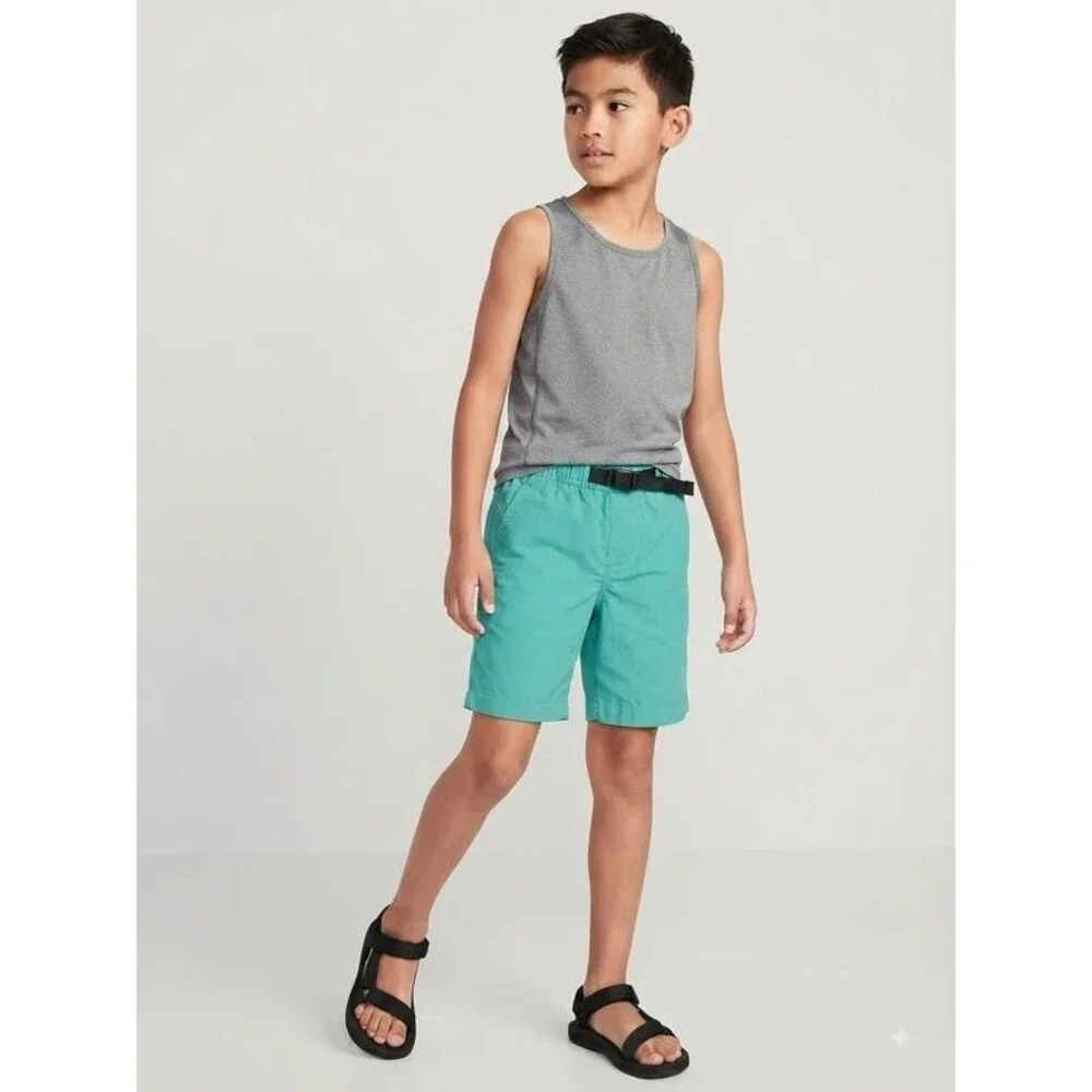 EUC Old Navy Boys Teal Green Nylon Tech Shorts with Built-in Belt Size M (8)